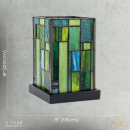 Happy Homewares Designer Art Denergy Savingtiffany Glass Table Lamp In Light And Dark Green - thumbnail 7