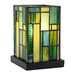 Happy Homewares Designer Art Denergy Savingtiffany Glass Table Lamp In Light And Dark Green - thumbnail 2