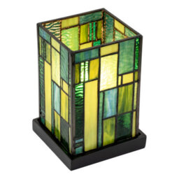 Happy Homewares Designer Art Denergy Savingtiffany Glass Table Lamp In Light And Dark Green - thumbnail 4