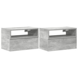 Berkfield Wall-Mounted Bedside Cabinets 2 Pcs Concrete Grey 45X26X28.5 Cm - thumbnail 2