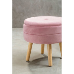 Premier Housewares Interiors By Premier Ivy Pink Velvet Stool - thumbnail 6