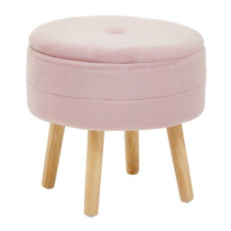 Premier Housewares Interiors By Premier Ivy Pink Velvet Stool - thumbnail 3