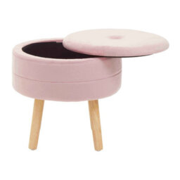 Premier Housewares Interiors By Premier Ivy Pink Velvet Stool - thumbnail 2