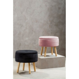 Premier Housewares Interiors By Premier Ivy Pink Velvet Stool - thumbnail 4