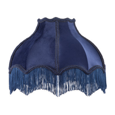 Happy Homewares Classic Victorian Lamp Shade In Midnight Blue Velvet With Navy Trims - image 1