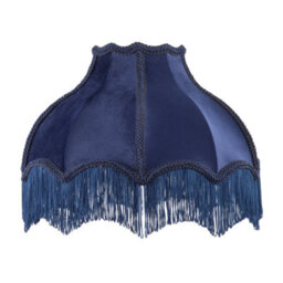 Happy Homewares Classic Victorian Lamp Shade In Midnight Blue Velvet With Navy Trims - thumbnail 1