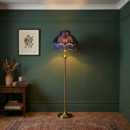 Happy Homewares Classic Victorian Lamp Shade In Midnight Blue Velvet With Navy Trims - thumbnail 6