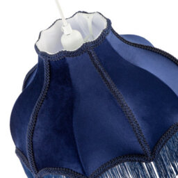 Happy Homewares Classic Victorian Lamp Shade In Midnight Blue Velvet With Navy Trims - thumbnail 4