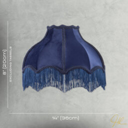 Happy Homewares Classic Victorian Lamp Shade In Midnight Blue Velvet With Navy Trims - thumbnail 7