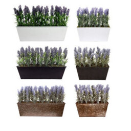 GreenBrokers Artificial Lavender In Rustic Tin Planter (Window Box) 30Cm, Lifelike, Maintenance-Free, Perfect For Home, Office, Balcony, Patio - thumbnail 3