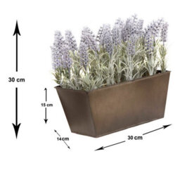 GreenBrokers Artificial Lavender In Rustic Tin Planter (Window Box) 30Cm, Lifelike, Maintenance-Free, Perfect For Home, Office, Balcony, Patio - thumbnail 2