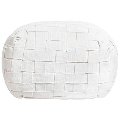 Wyld And Coco 50 X 50 Cm Off-White Handwoven Boho Outdoor Pouffe, Recycled Pet - image 1