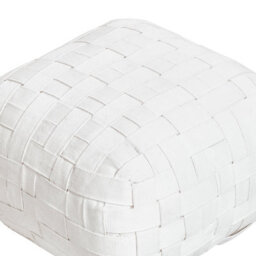 Wyld And Coco 50 X 50 Cm Off-White Handwoven Boho Outdoor Pouffe, Recycled Pet - thumbnail 5