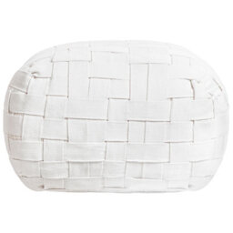 Wyld And Coco 50 X 50 Cm Off-White Handwoven Boho Outdoor Pouffe, Recycled Pet - thumbnail 1