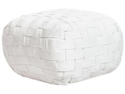 Wyld And Coco 50 X 50 Cm Off-White Handwoven Boho Outdoor Pouffe, Recycled Pet - thumbnail 3