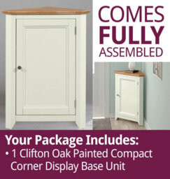 Hallowood Furniture Clifton Oak Painted Compact Corner Display Base Unit - thumbnail 7