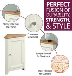 Hallowood Furniture Clifton Oak Painted Compact Corner Display Base Unit - thumbnail 2