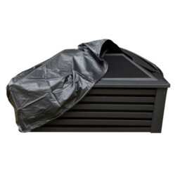 Dellonda 89Cm Square Outdoor Fire Pit, Mesh Screen Lid, Black With Water-Resistant Drawstring Cover - Dg238 - thumbnail 2