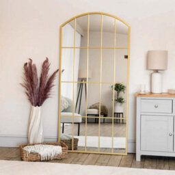 Jōbū Jobu Home - Tomi - Full Length Gold Metal Arched Lattice Window Mirror - 180Cm X 90Cm - thumbnail 3
