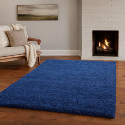 Uetian Navy Blue Bedroom Rug Thick Shaggy Carpet 5 Cm Dense Pile ( Navy Blue 120X170) - thumbnail 1