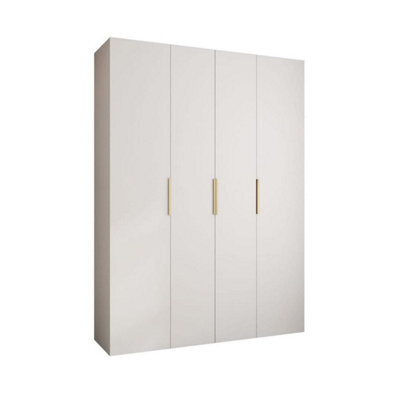 Arte Stylish White Como Iv Hinged Door Wardrobe H2460mm W1800mm D500mm, Four Doors, Sixteen Shelves, Two Hanging Rails, Gold Handles - image 1