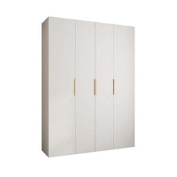 Arte Stylish White Como Iv Hinged Door Wardrobe H2460mm W1800mm D500mm, Four Doors, Sixteen Shelves, Two Hanging Rails, Gold Handles - thumbnail 1