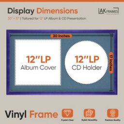 "30X17"" Purple Classic Vinyl Record Frame With Pompadour Mount For 12 Inch Lp Album Cover & Disc - Ak Frames" - thumbnail 2