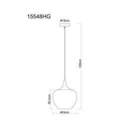 Luminosa Lighting Luminosa Maxy 24Cm Dome Pendant Ceiling Light Matt Black Copper Glass Shade 1X E27 - thumbnail 5