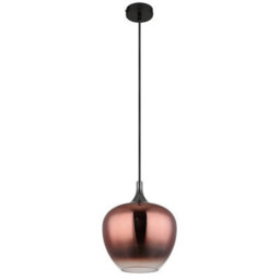 Luminosa Lighting Luminosa Maxy 24Cm Dome Pendant Ceiling Light Matt Black Copper Glass Shade 1X E27 - thumbnail 2