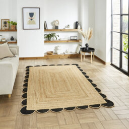 Black Natural Bordered 2mm Thick Modern Plain Rug, Handmade Rug For Bedroom, Living Room, & Dining Room-200Cm X 290Cm - thumbnail 2