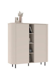 FurniComp LTD Furnicomp Palermo 150Cm 2 Door Curved Tall Sideboard With Bookshelf - Cashmere - thumbnail 5