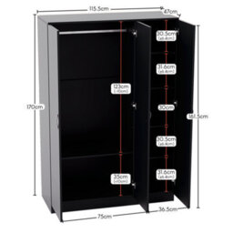 Lassic Vida Designs Riano 4 Piece Bedroom Set (1 Drawer Bedside Chest, 5 Drawer Chest, 3 Door Wardrobe), Black - thumbnail 3