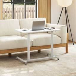 Gainoom Mobile Standing White Desk C-Shaped Sit Stand Desk W/ Adjustable Height - thumbnail 5
