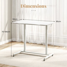 Gainoom Mobile Standing White Desk C-Shaped Sit Stand Desk W/ Adjustable Height - thumbnail 2