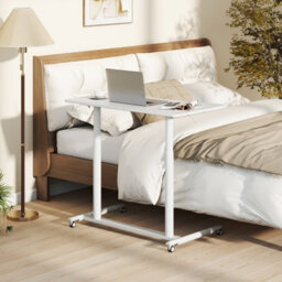 Gainoom Mobile Standing White Desk C-Shaped Sit Stand Desk W/ Adjustable Height - thumbnail 3