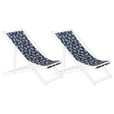 Beliani Set Of 2 Sun Lounger Replacement Fabrics Anzio/avellino 113 X 44 Cm Navy Blue - image 1