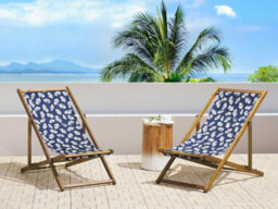 Beliani Set Of 2 Sun Lounger Replacement Fabrics Anzio/avellino 113 X 44 Cm Navy Blue - thumbnail 2