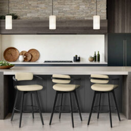 1 Atlantic Electra Real Leather Stool Cream Black Wooden Legs - thumbnail 2