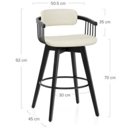 1 Atlantic Electra Real Leather Stool Cream Black Wooden Legs - thumbnail 3