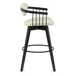 1 Atlantic Electra Real Leather Stool Cream Black Wooden Legs - thumbnail 4