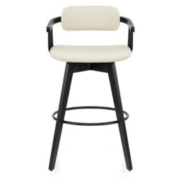 1 Atlantic Electra Real Leather Stool Cream Black Wooden Legs - thumbnail 5