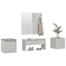 Vidaxl Hallway Furniture Set Concrete Grey Engineered Wood - thumbnail 4