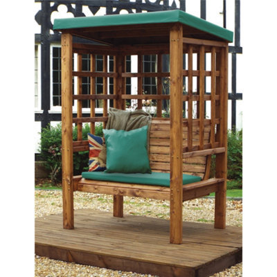 Marlborough Traditional Ewolth Two Seater Arbour With 1 X Bench Cushion Green & 1 X Scatter Cushion Green - image 1
