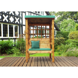 Marlborough Traditional Ewolth Two Seater Arbour With 1 X Bench Cushion Green & 1 X Scatter Cushion Green - thumbnail 3