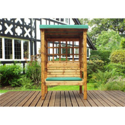 Marlborough Traditional Ewolth Two Seater Arbour With 1 X Bench Cushion Green & 1 X Scatter Cushion Green - thumbnail 4