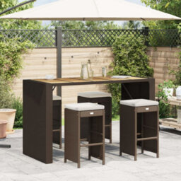 Berkfield Garden Bar Stools With Cushions 4 Pcs Brown Poly Rattan