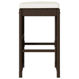 Berkfield Garden Bar Stools With Cushions 4 Pcs Brown Poly Rattan - thumbnail 4