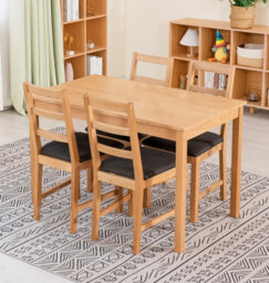 Hallowood Furniture Waverly Oak Dining Table (Tab1200) Set With 4 Small Ladder Back Chairs (Charcoal Seat) - thumbnail 1