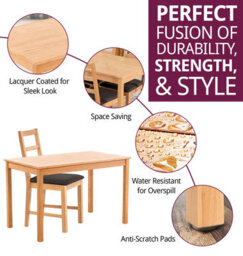 Hallowood Furniture Waverly Oak Dining Table (Tab1200) Set With 4 Small Ladder Back Chairs (Charcoal Seat) - thumbnail 2