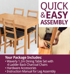 Hallowood Furniture Waverly Oak Dining Table (Tab1200) Set With 4 Small Ladder Back Chairs (Charcoal Seat) - thumbnail 7